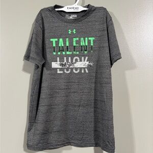Boys Under Armour Dark Gray Tee with Green Accents